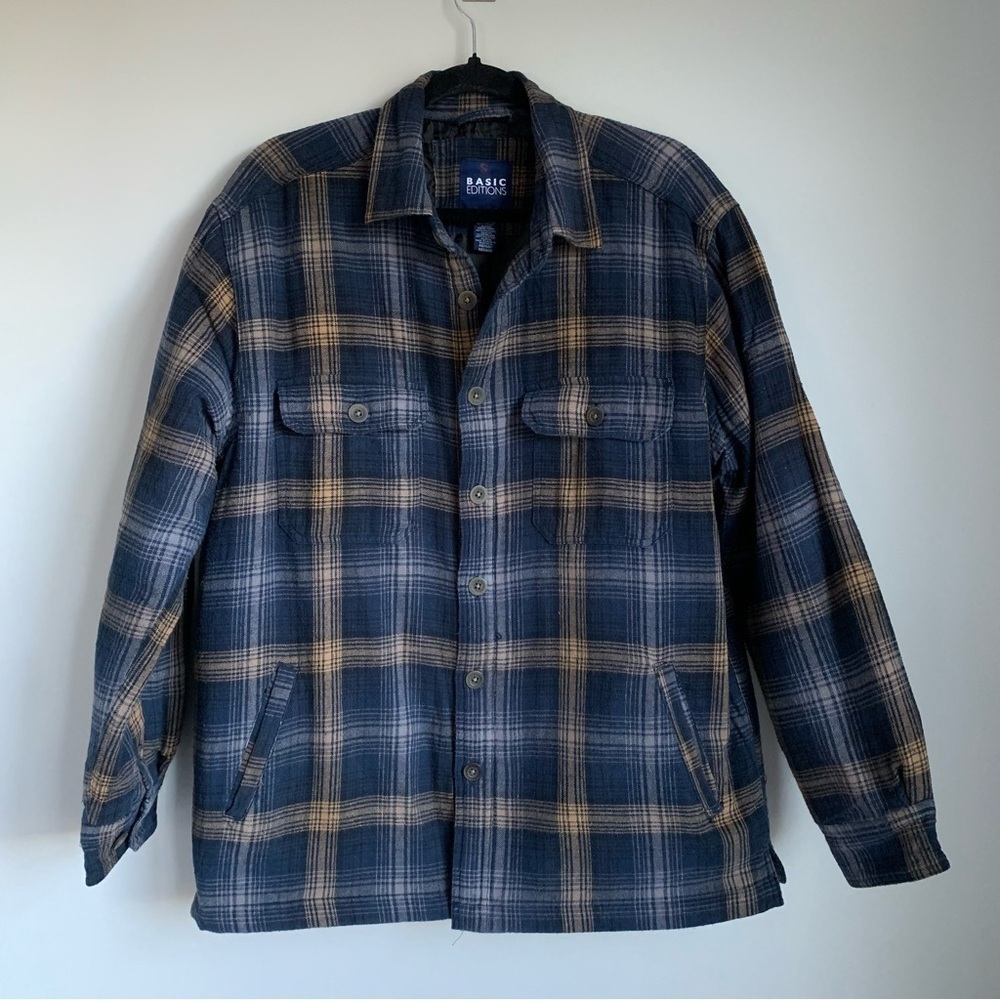Vintage Basic Editions Quilted Plaid Flannel Shir… - image 1